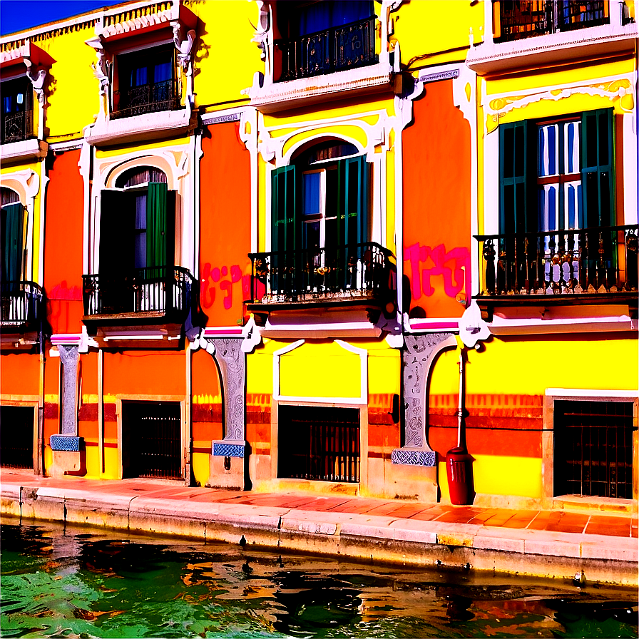 Brightly Painted Houses In Sevilla Png 14