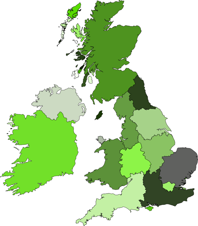 British Isles Color Coded Map