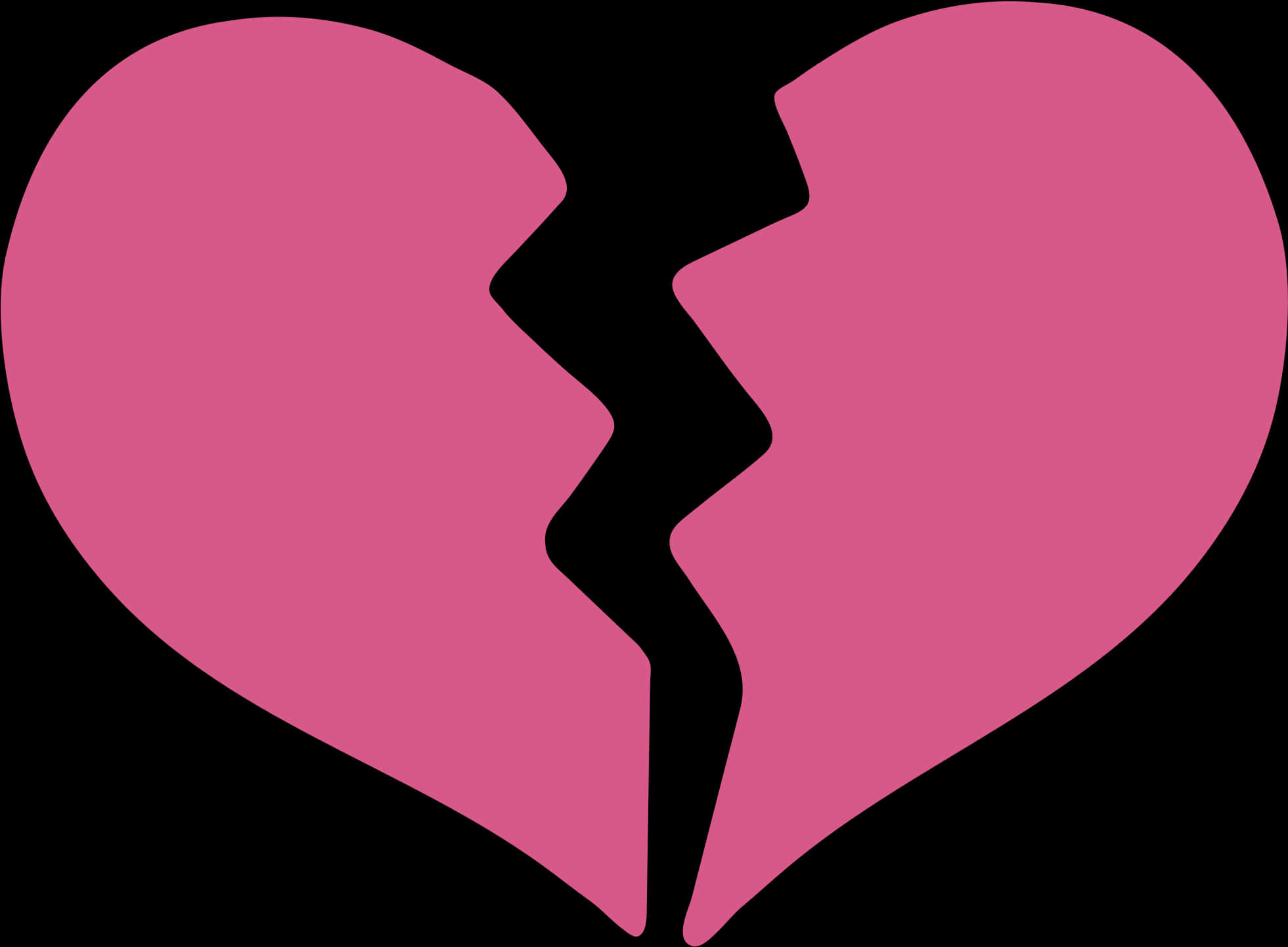 Broken Heart Icon Pink Black Background