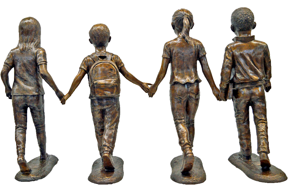 Bronze Children Handin Hand Sculpture