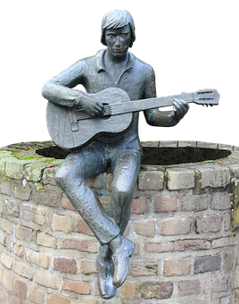 Bronze Guitarist Statue