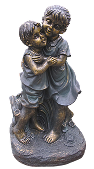 Bronze Sculpture Children Kissing