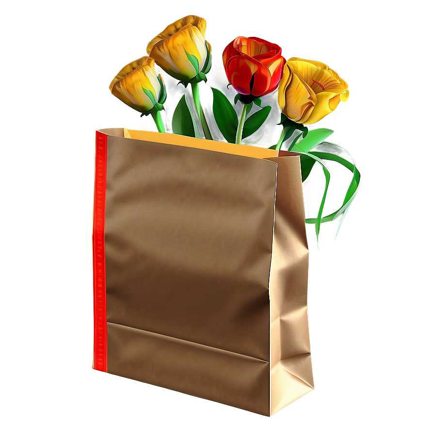 Brown Bag With Flowers Png 06282024