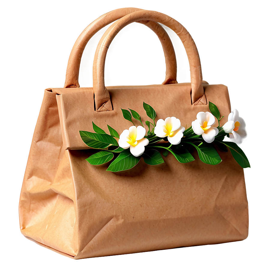 Brown Bag With Flowers Png Wnk53