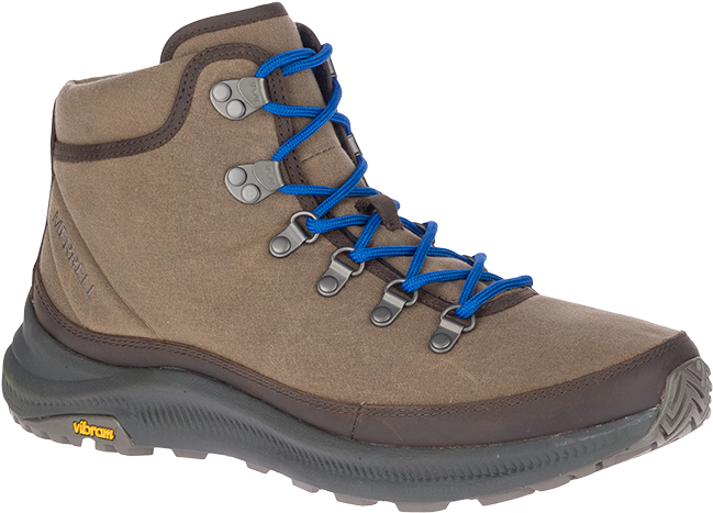 Brown Hiking Bootwith Blue Laces