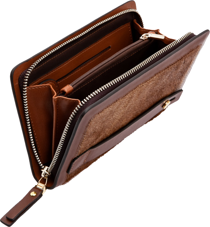 Brown Leather Zip Wallet