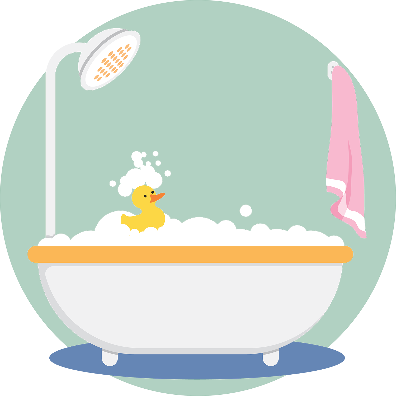 Bubble Bathwith Rubber Duck Illustration