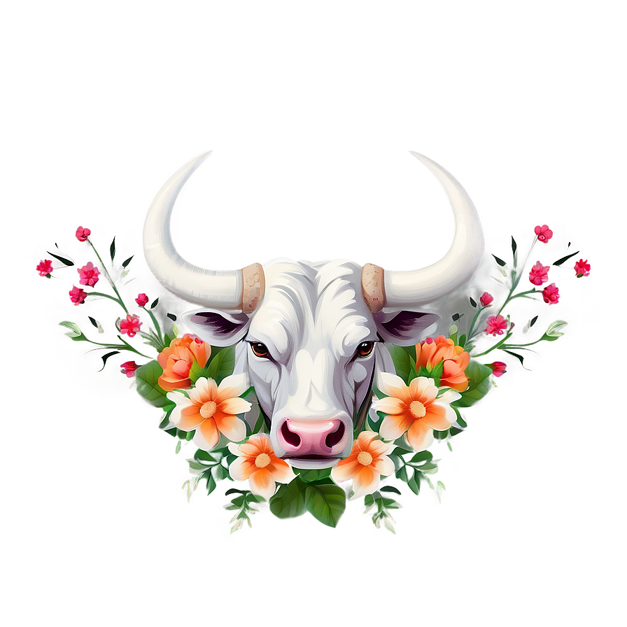 Bull Head With Flowers Png 06132024