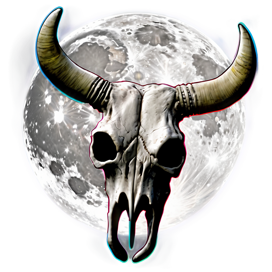 Bull Skull And Full Moon Png Hok