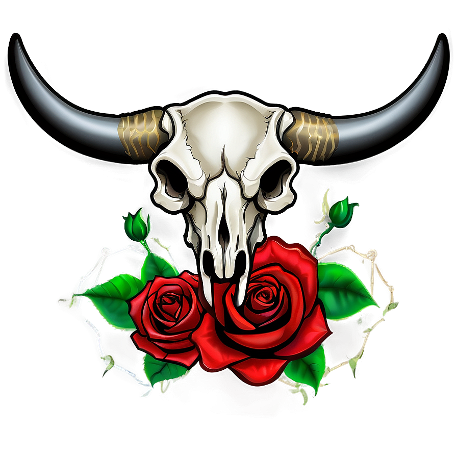 Bull Skull And Roses Png Khv77