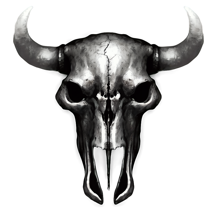 Bull Skull In Monochrome Png 41