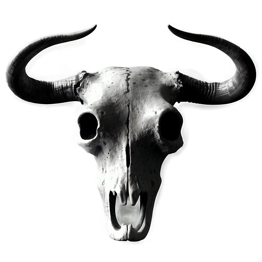 Bull Skull In Monochrome Png Myv