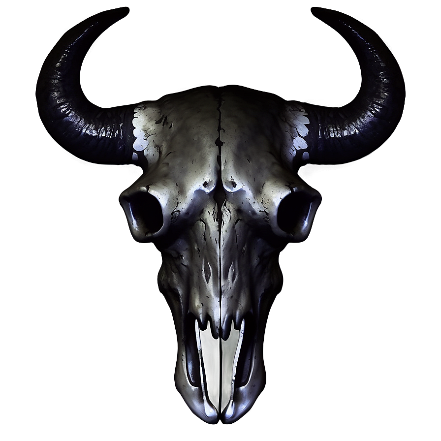 Bull Skull On Black Background Png 78