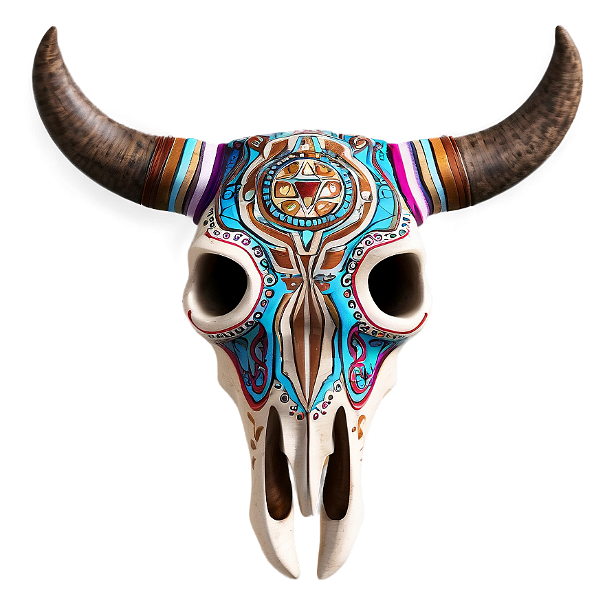 Bull Skull With Aztec Patterns Png 39