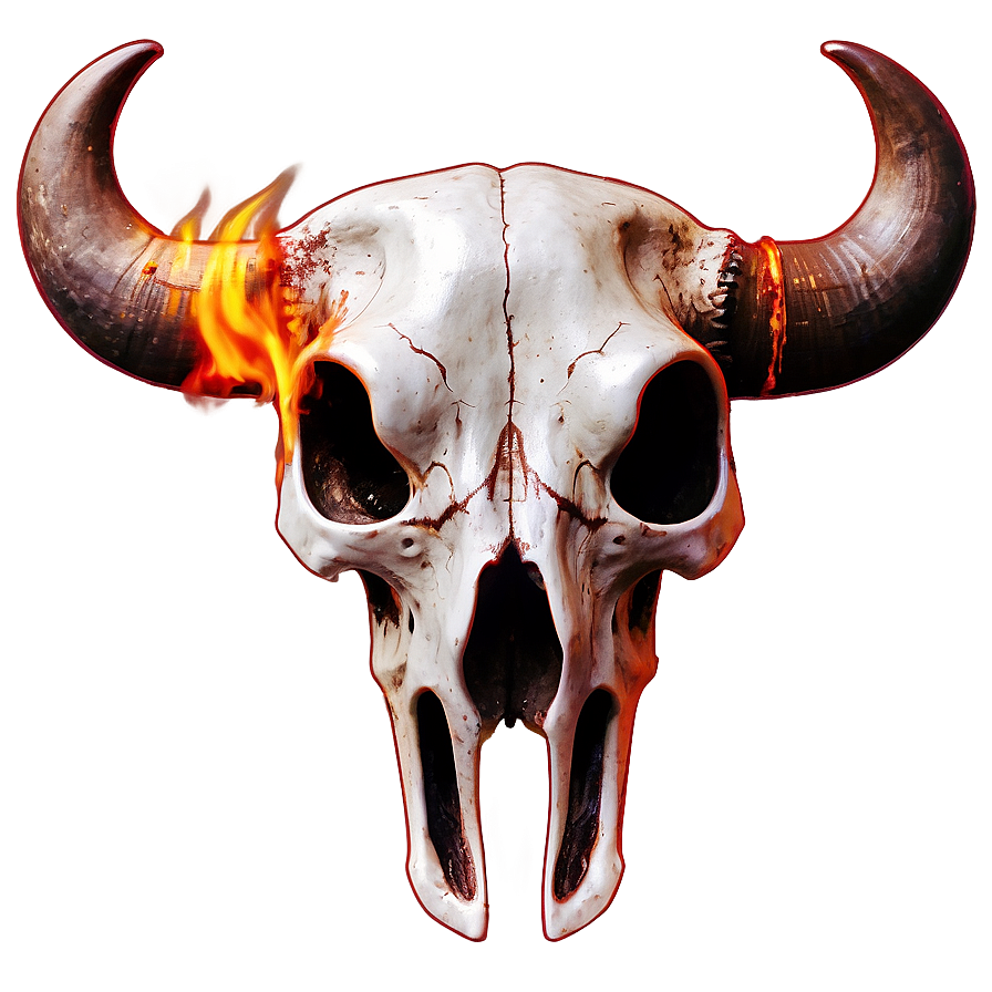 Bull Skull With Fire Png 06122024