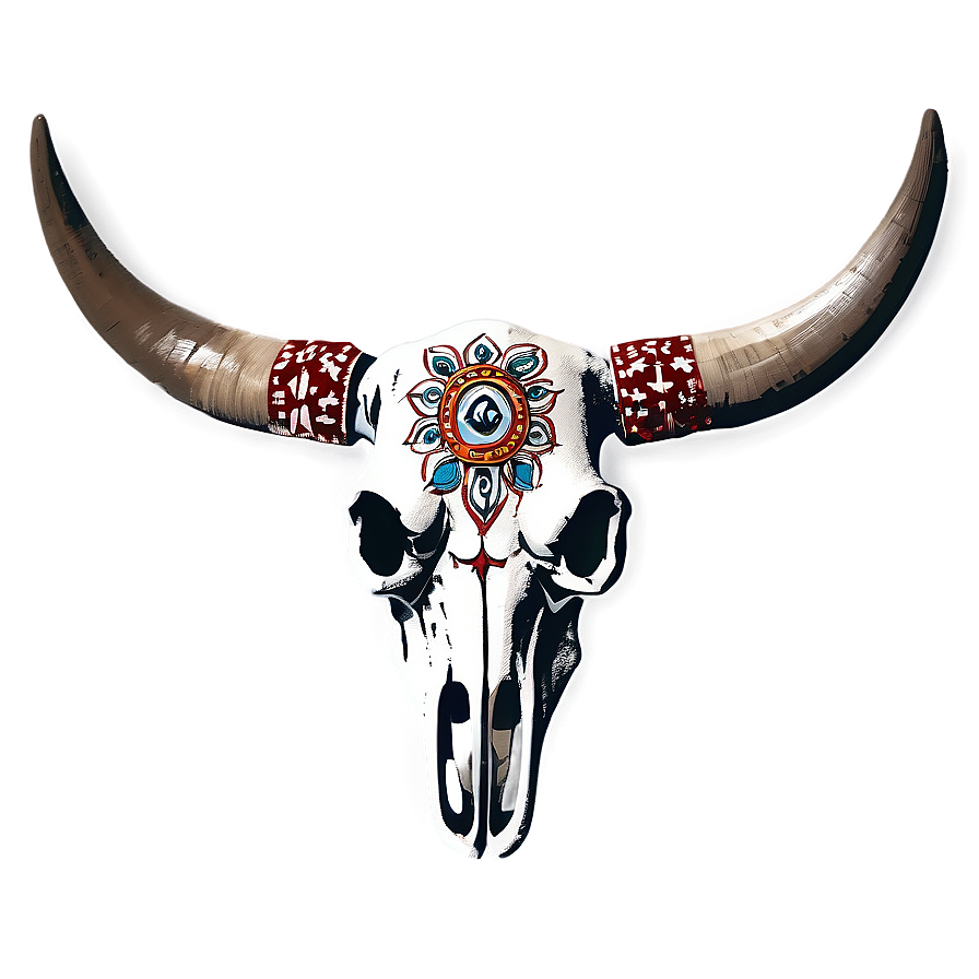 Bull Skull With Indian Motifs Png 06122024