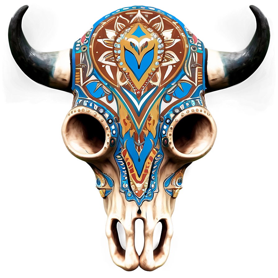 Bull Skull With Indian Motifs Png 39