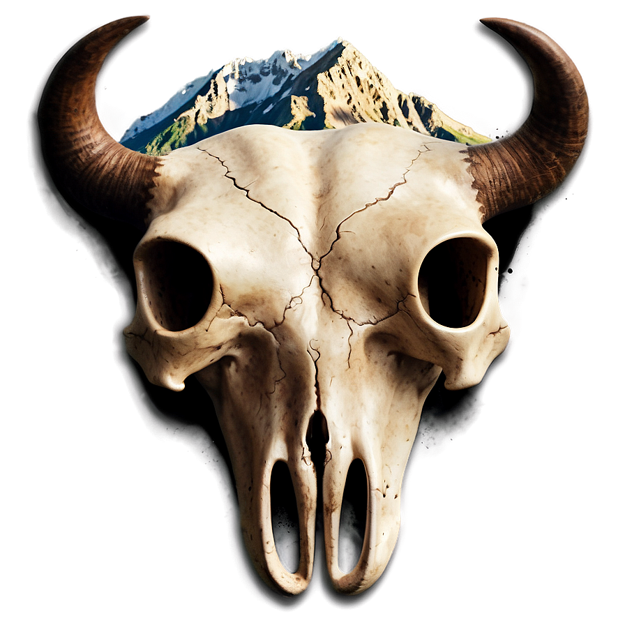 Bull Skull With Mountain Landscape Png 06122024