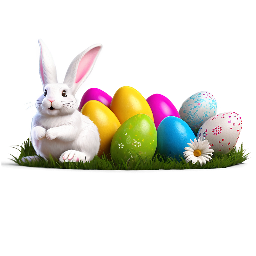 Bunny With Easter Eggs Png Qxj