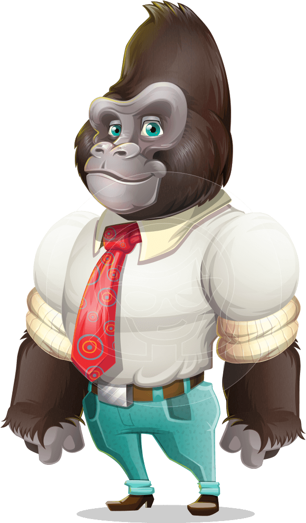 Business Casual Gorilla Cartoon