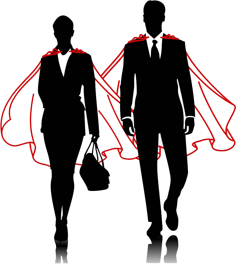 Business Couple Silhouetteswith Red Capes