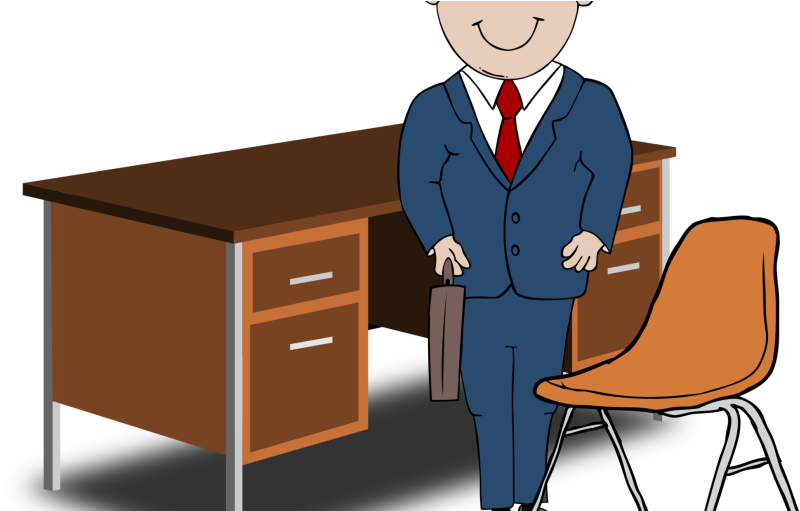 Businessman Cartoonat Desk