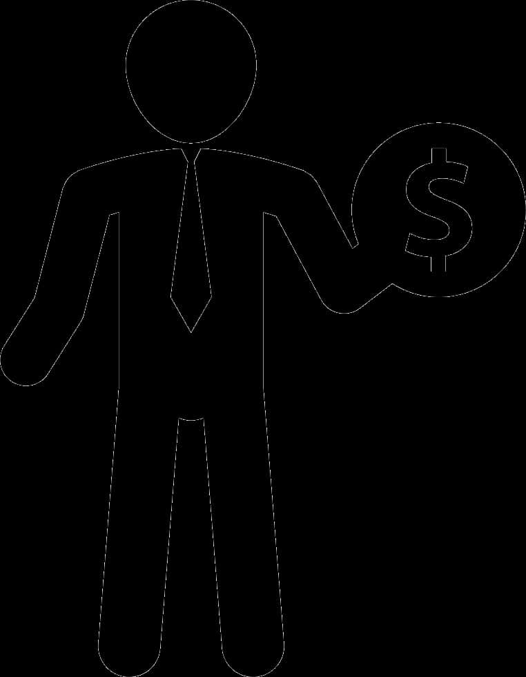 Businessman Holding Dollar Sign Icon