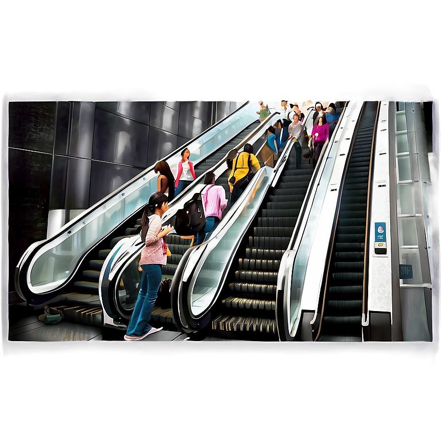 Busy City Escalator Png Epe