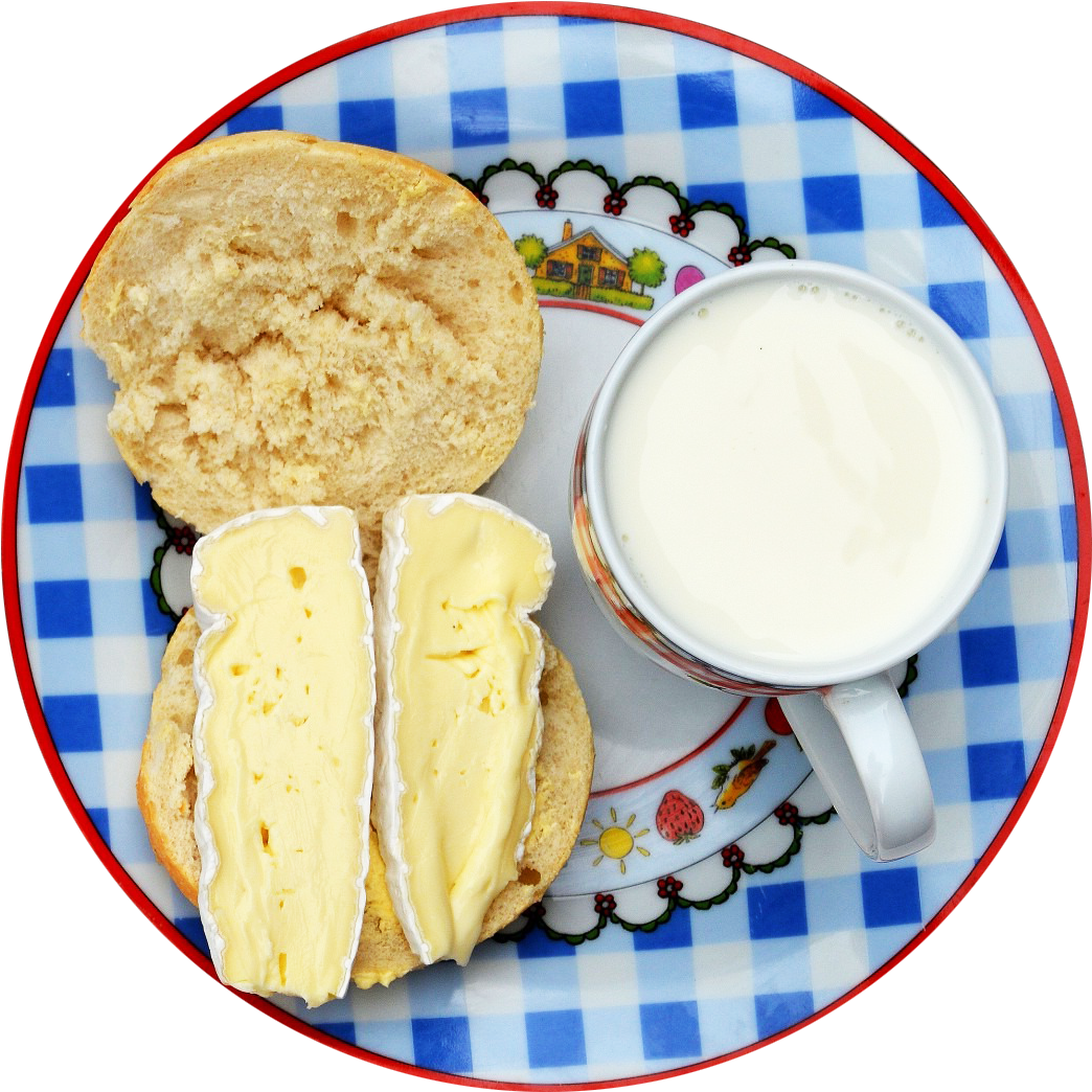 Buttered English Muffinand Milk Breakfast