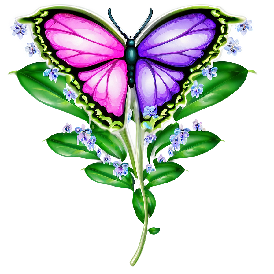 Butterfly And Flower Frame Png Psq81