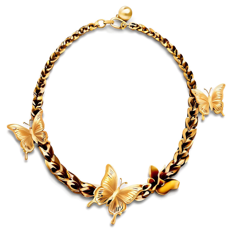 Butterfly Gold Necklace Png 06122024