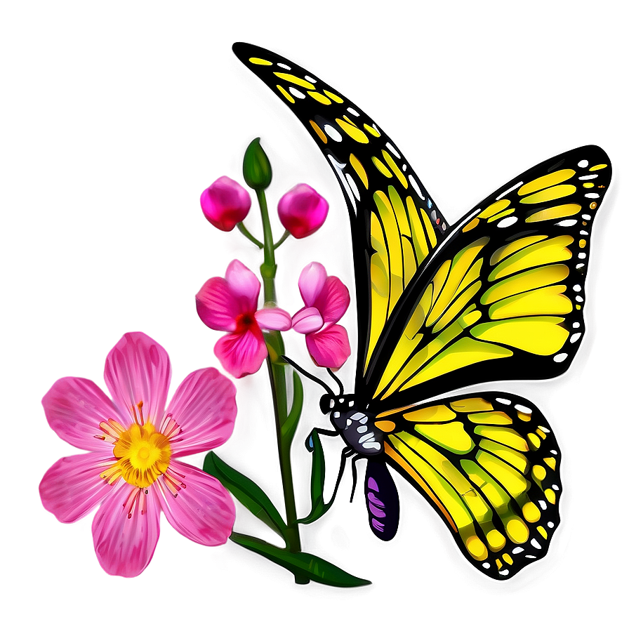 Butterfly Outline With Flowers Png 05252024