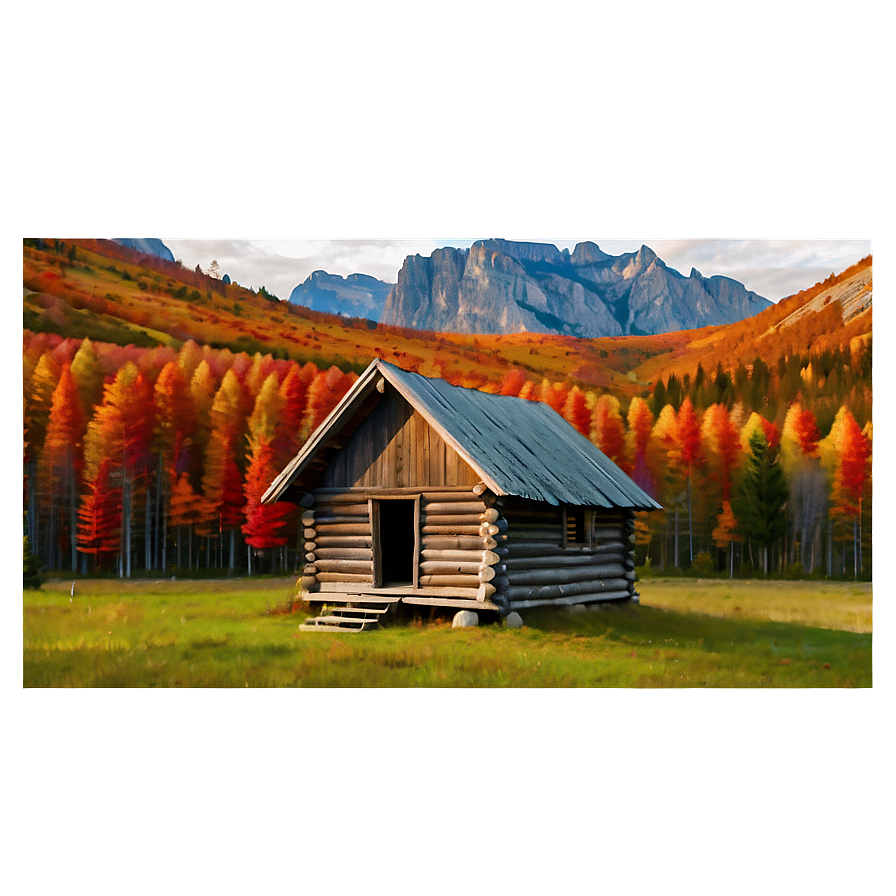 Cabin Surrounded By Autumn Colors Png Fij