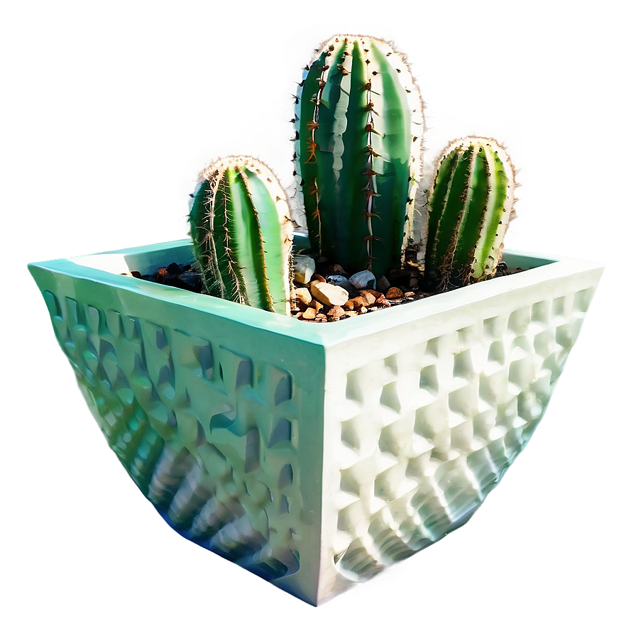 Cactus In Geometric Planter Png 93