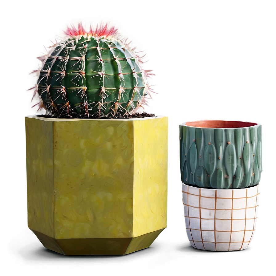 Cactus In Geometric Planter Png Rsd