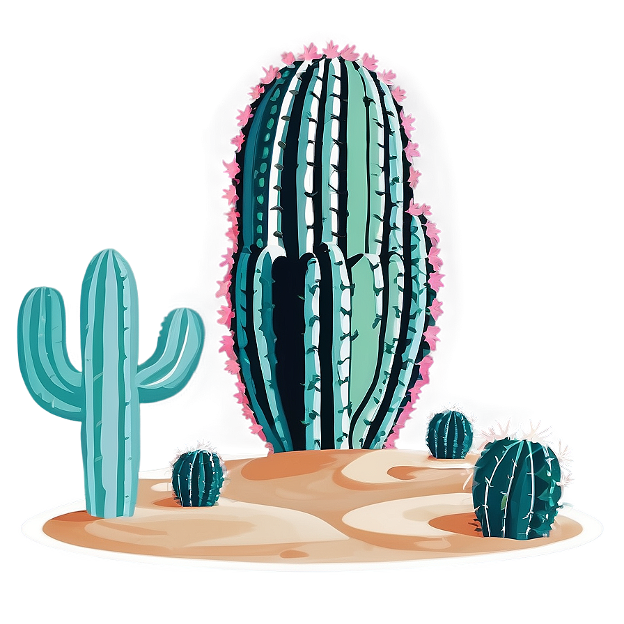 Cactus In Minimal Landscape Png 06282024