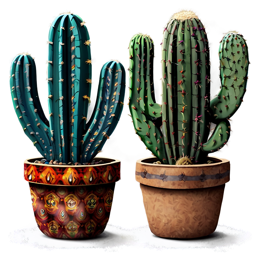 Cactus With Abstract Pot Png 06282024