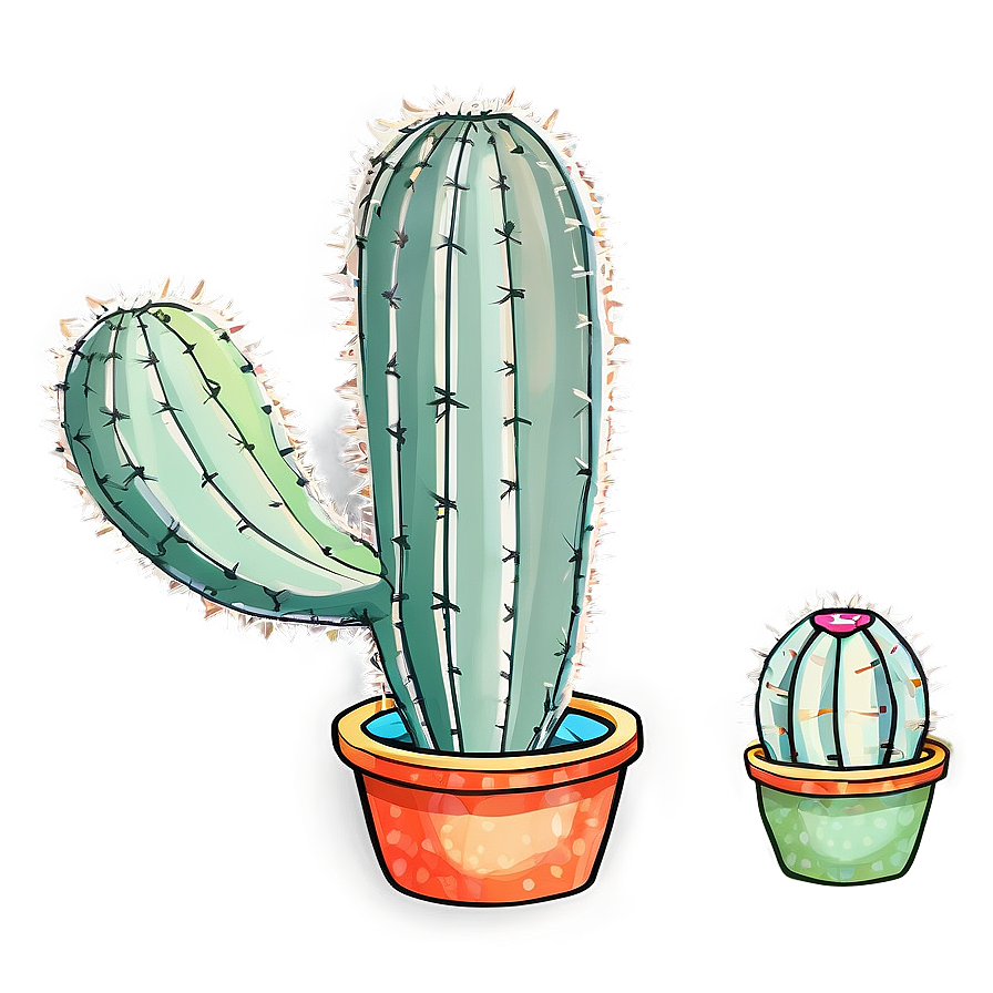 Cactus With Abstract Pot Png Sur49