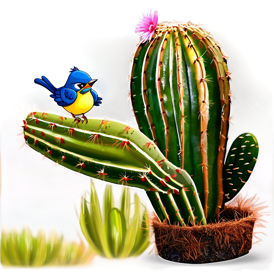 Cactus With Bird Perched Png 62