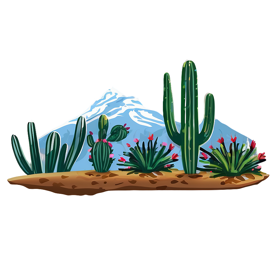 Cactus With Mountain Backdrop Png 06282024