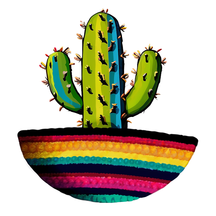 Cactus With Serape Pattern Png Hls