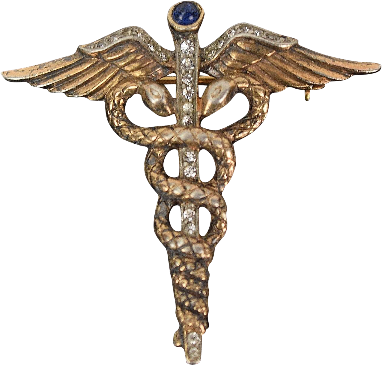 Caduceus Medical Symbol Brooch