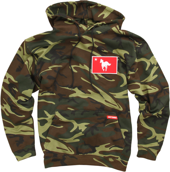 Camo Hoodiewith Red Logo