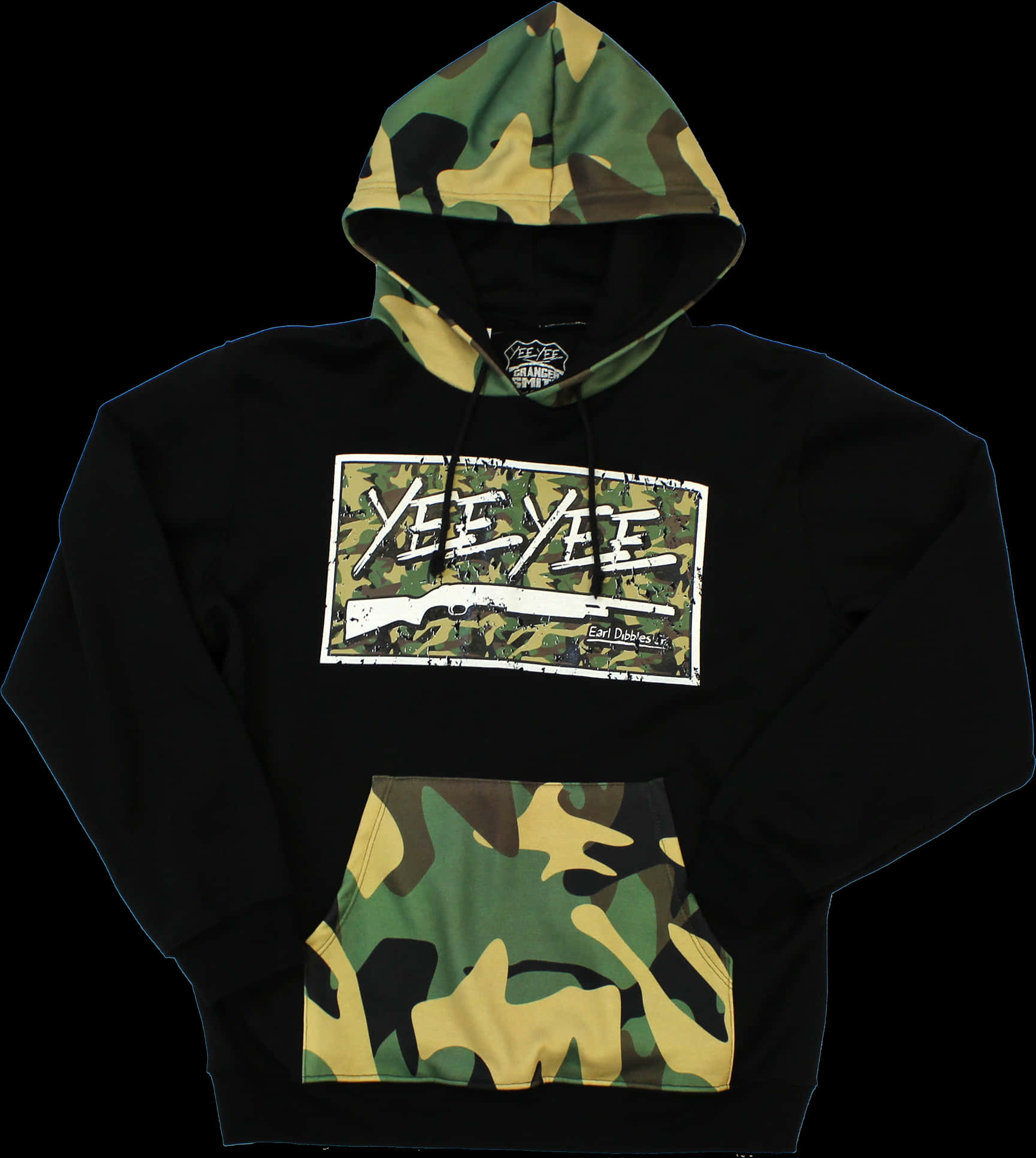 Camo Print Black Hoodie