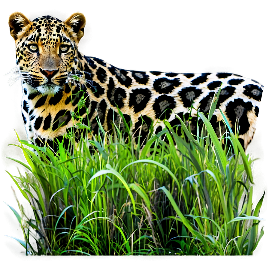 Camouflaged Leopard In Grass Png Aae33