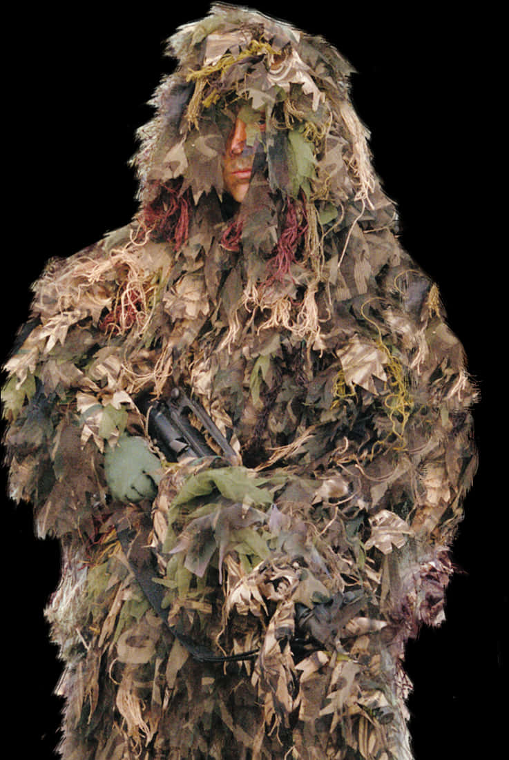 Camouflaged Sniperin Ghillie Suit