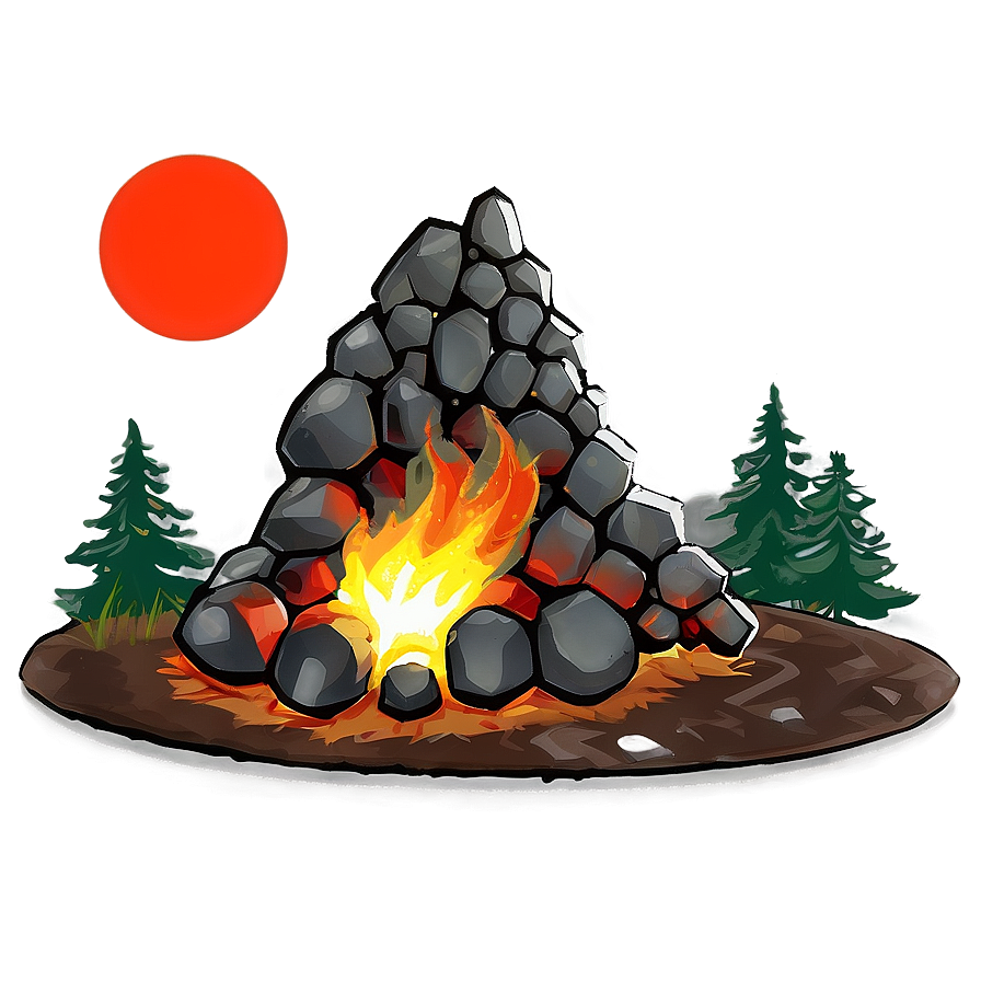 Campfire And Full Moon Png Pht64