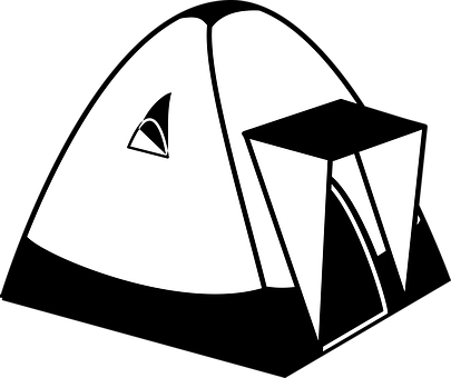 Camping Tent Icon Blackand White