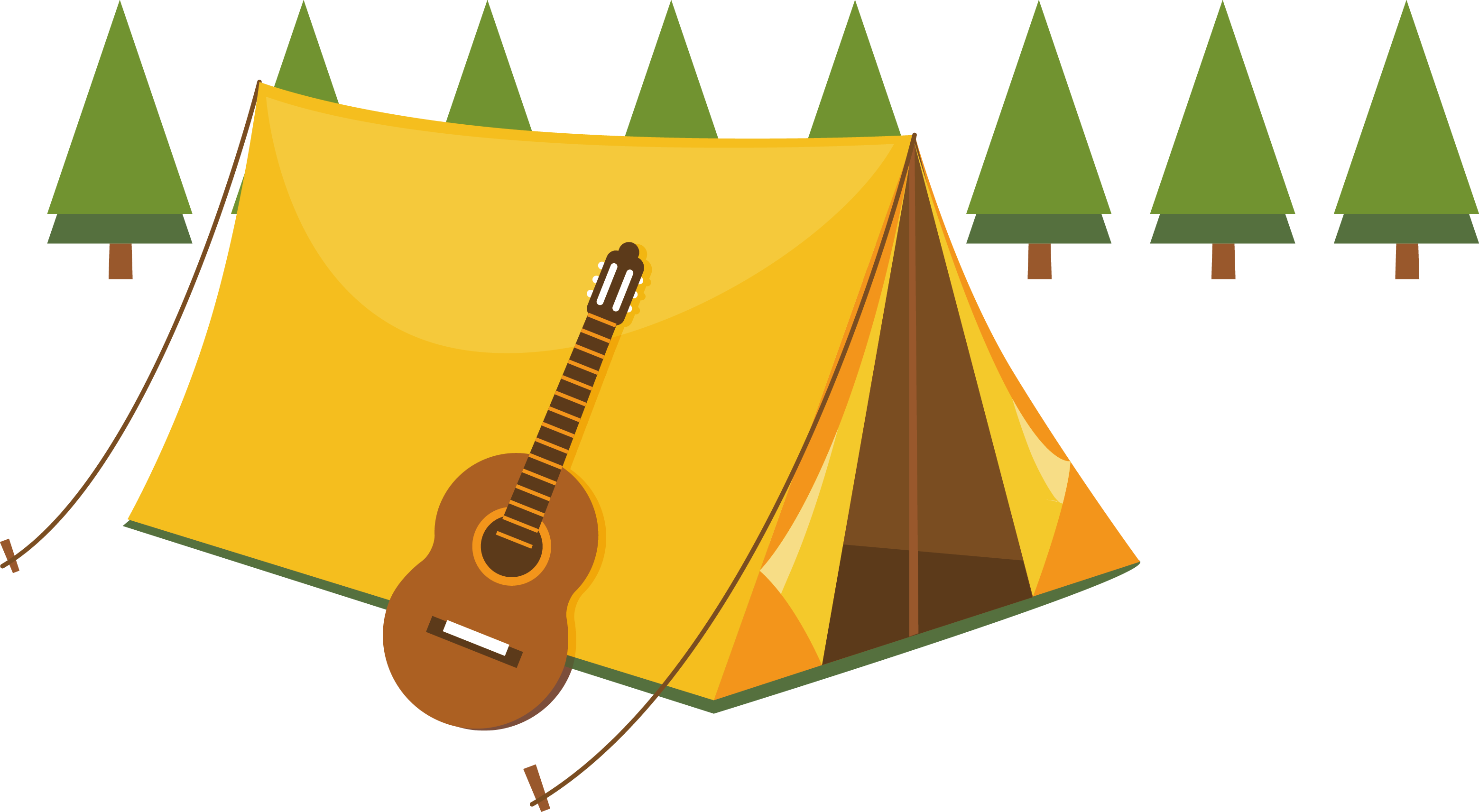 Campingwith Guitar Vector Illustration