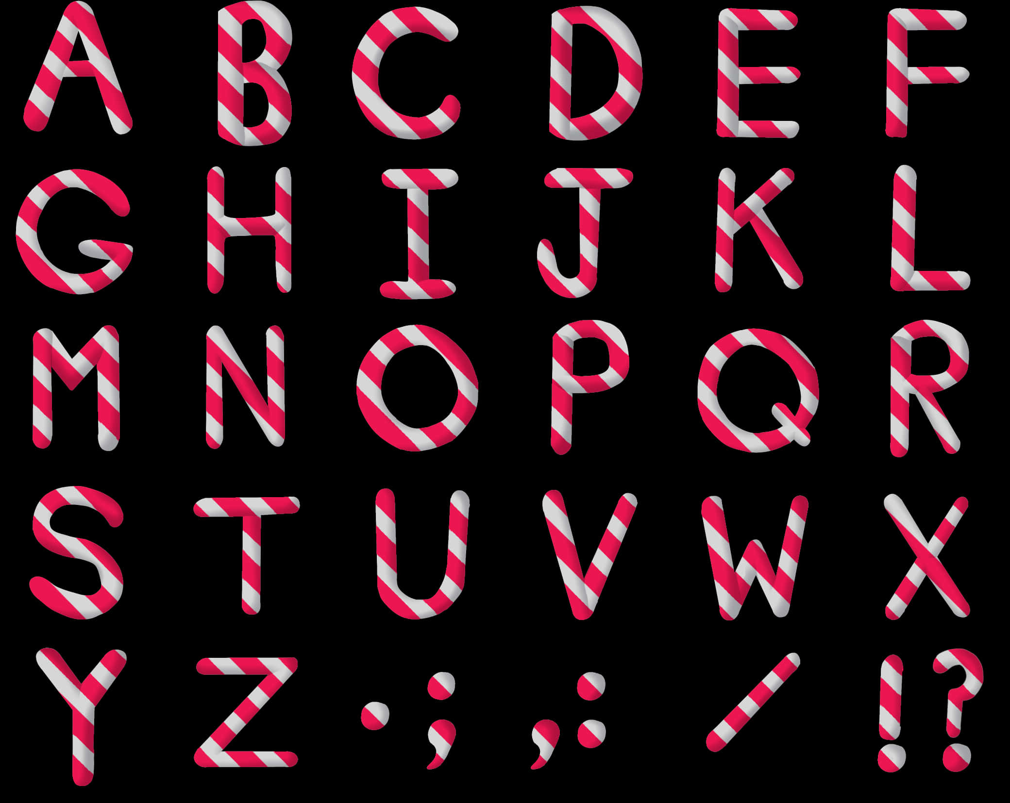 Candy Cane Alphabet Design